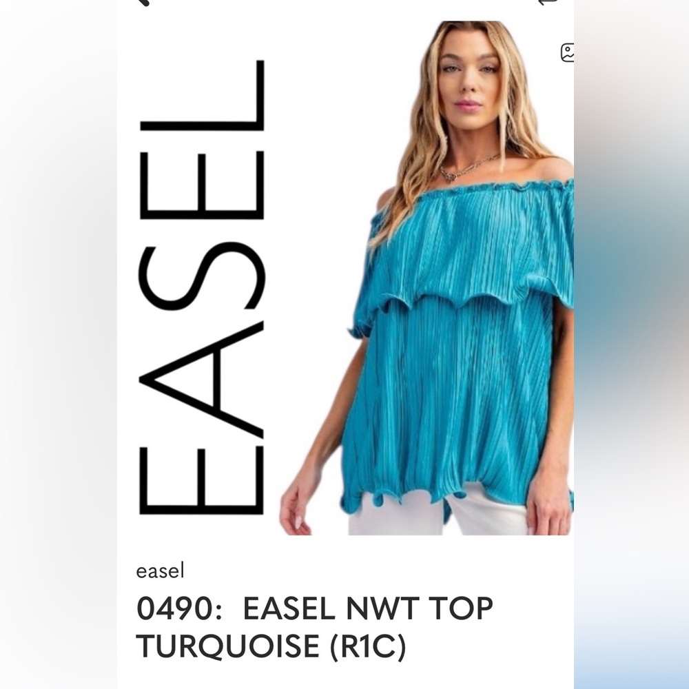 Easel Blue Off-Shoulder Women's Blouse NWT SIZE LARGE